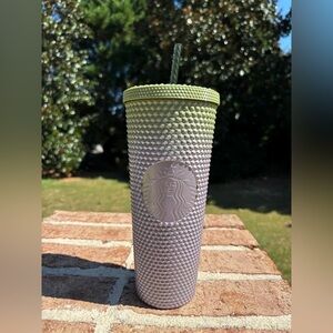 Starbucks Fall 2024 Green & Purple Metallic Studded Venti 24oz Cold Cup Tumbler